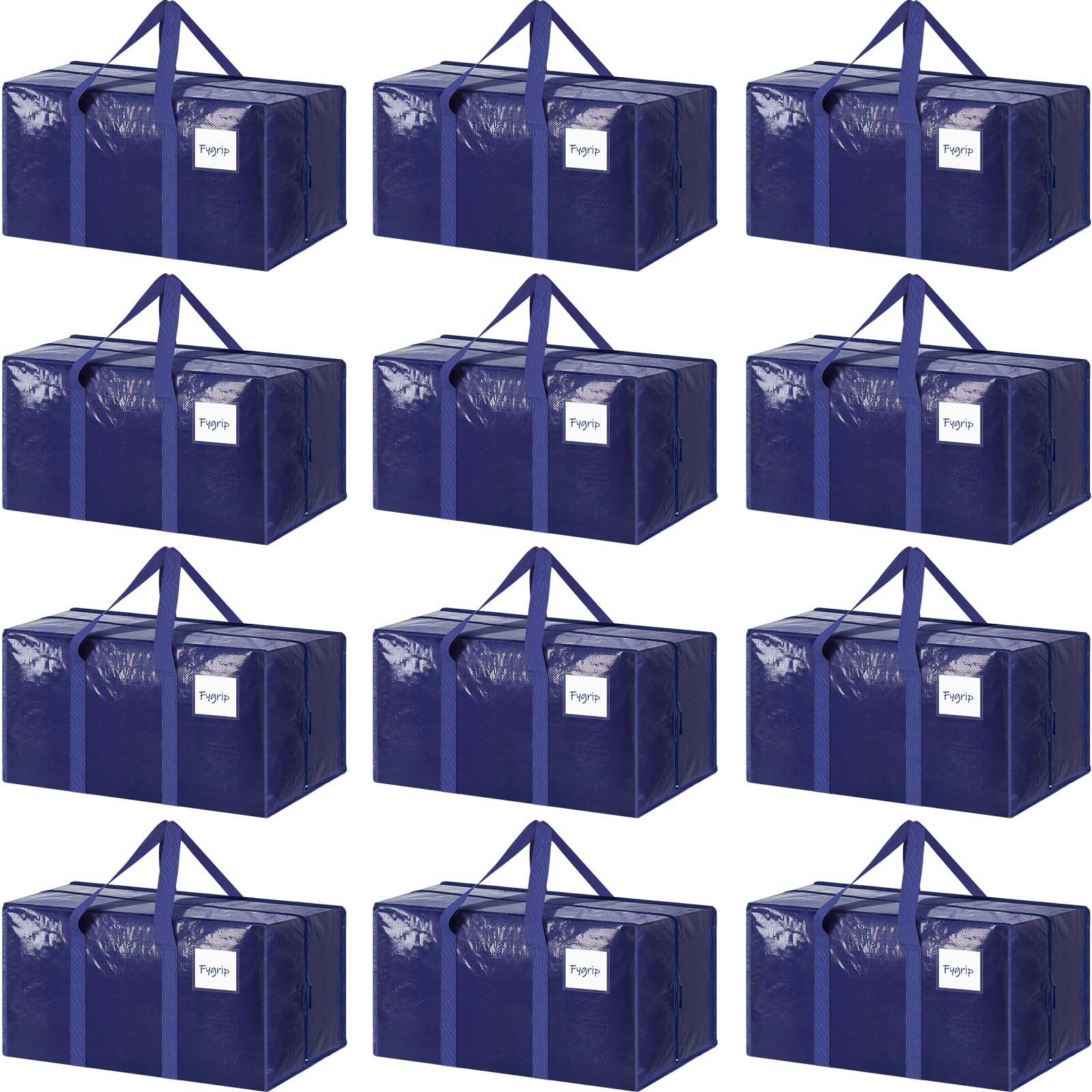 6 Pack Extra Heavy Duty Large Moving Bags with Strong Zipper & Comfortable Handles, Sturdy & Durable Clothes Storage Bags Totes Bins, Blue Packing Moving Boxes for College Supplies, Dark Blue